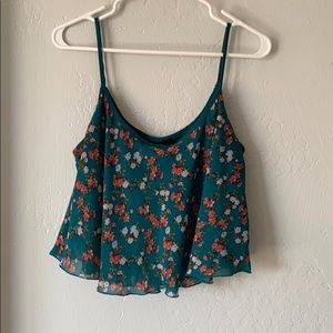 Teal floral crop top